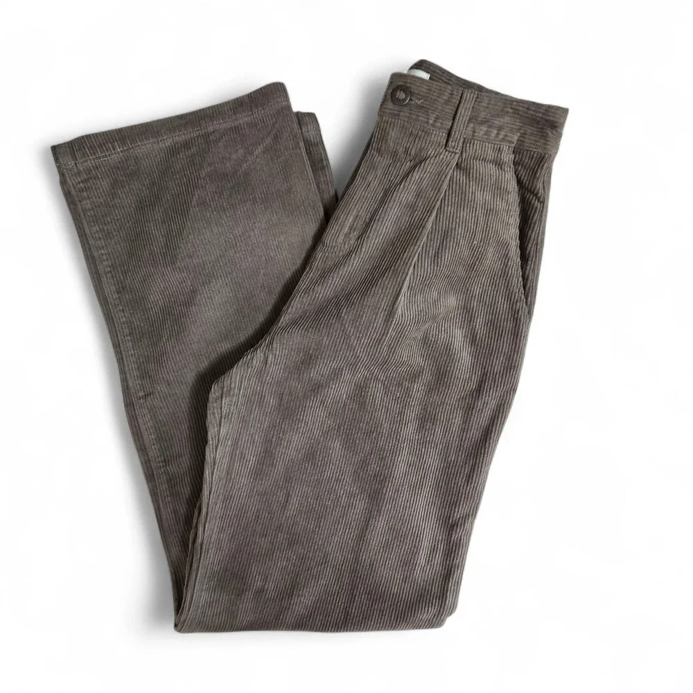 Roark Charter Corduroy‎ Pleated Pants Boot Cut High Rise Taupe Size 25